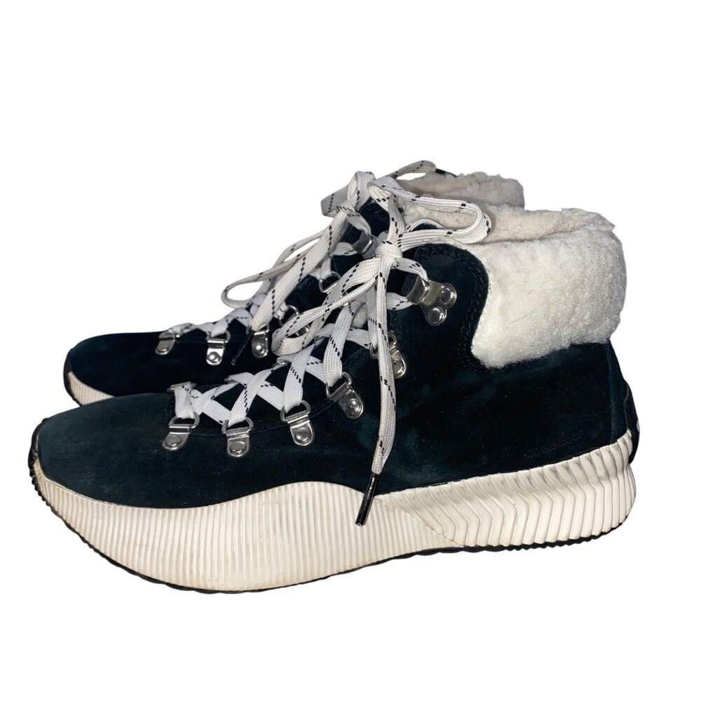 SOREL Out 'N About Boots black suede leather waterproof faux fur women’s 8.5